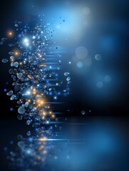 Poster - Abstract Blue Energy Flow - Glowing particles and light streaks swirl in a dynamic, abstract composition. Perfect for technology, science, or energy-related projects