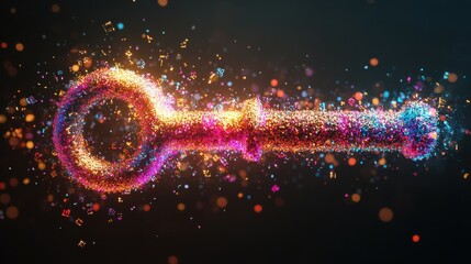 Poster - Vibrant Cryptographic Key of Colorful Pixel Particles in Dynamic Motion