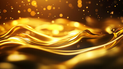 Canvas Print - a mesmerizing close-up of shimmering golden liquid waves, creating a sense of elegance and luxury.