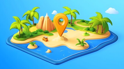 Aufkleber - Picturesque tropical island paradise with swaying palm trees crystal clear turquoise waters and golden sandy beaches   the perfect destination for a luxurious and relaxing vacation adventure