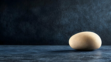 Poster - A smooth stone sits against a dark textured background, creating a serene and minimalist atmosphere for artistic compositions.