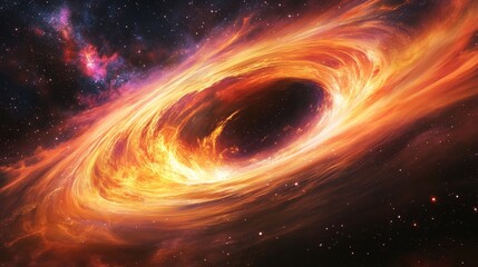 Poster - Celestial Inferno: A Cosmic Dance of Fire and Light - A mesmerizing swirl of fiery energy, symbolizing creation, destruction, power, infinity, and the unknown depths of space