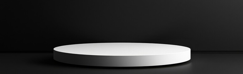 Poster - Isolated empty stage or pedestal mockup. Realistic podium. Modern round podium, pedestal, or platform for cosmetic product presentation. Suitable for advertising. Blank product stand