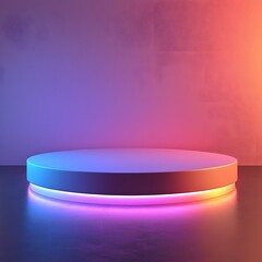 Glowing Circular Table with Soft Gradient Background for Sleek Product Concept Display