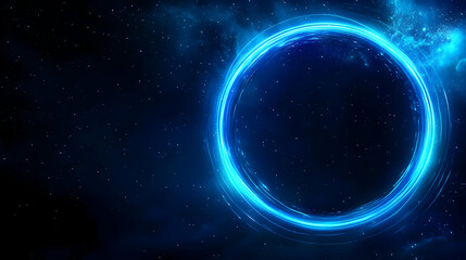 Poster - A vibrant blue circular light effect against a dark cosmic background, perfect for digital designs and creative projects.