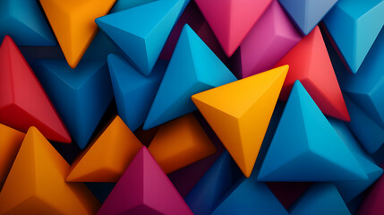 Poster - A vibrant collection of colorful geometric shapes highlighting depth and dimension, ideal for creative design projects.