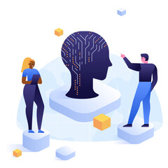 Poster - the future of ai collaboration. advanced ai technology with human interaction, showcasing the integr