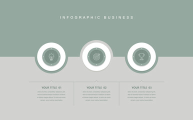 Wall Mural - business infographic template concept with icons and 3 step, workflow layout, circle, diagram, repor