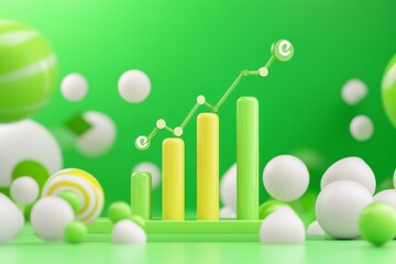 Poster - Futuristic Growth: Revenue and Progress Infographic - Upward trending 3D bar graph symbolizing financial success, innovation, progress