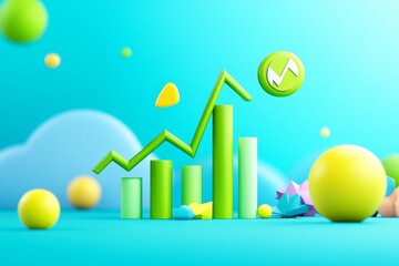 Poster - Futuristic Revenue Growth: 3D Infographic - Upward trending graph, vibrant colors, 3D elements, symbolizes growth, progress, and financial success. Positive future outlook