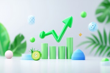 Poster - Futuristic Growth: 3D Infographic of Revenue Increase - Symbolizing financial success, upward trend, economic prosperity, sustainable growth, and innovative progress. A 3D