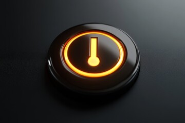 Poster - Glowing Power Button: Illuminated 3D  - A sleek, 3D power button glows with an orange light, symbolizing energy, activation, technology, interface, and control
