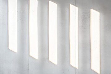 Poster - Light Streaks on a Wall - Abstract of bright vertical light streaks illuminating a light grey wall. Modern minimalist design