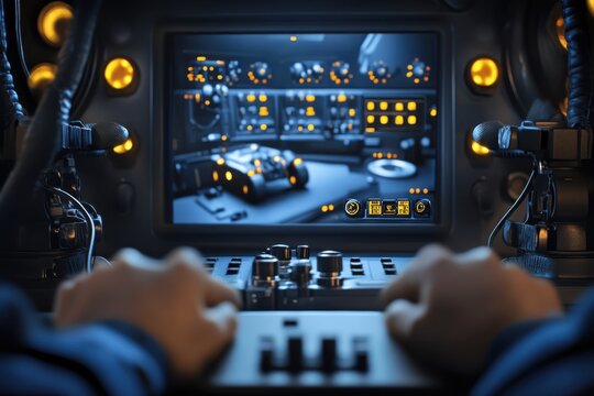 A person engrossed in a video game displayed on a computer screen, showcasing the immersive experience of gaming technology and digital entertainment.