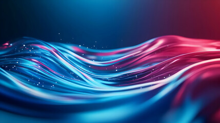 Poster - Dynamic colorful waves create a mesmerizing abstract background with vibrant blue and red hues, perfect for modern designs.