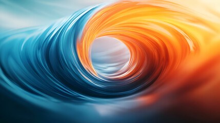 Poster - Dynamic swirling waves blend vibrant blue and orange colors, creating a mesmerizing visual that captures the essence of movement and energy.