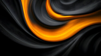 Poster - Dynamic swirl of black and orange fabric creating a captivating abstract background. Perfect for design projects and creative use.