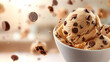 © Earny - Indulge in delicious chocolate chip cookie dough ice cream, bursting with flavor and texture in a cozy setting.