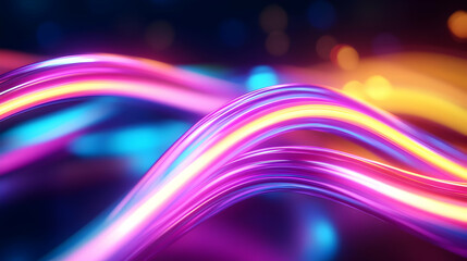 Poster - Vibrant, flowing waves of colorful light create a dynamic and captivating visual display. Perfect for backgrounds or digital designs.