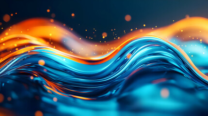 Poster - Vibrant waves of orange and blue create a mesmerizing visual experience, showcasing the beauty of fluid motion in the environment.
