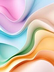 Poster - Pastel Wave Abstract Design - Abstract of flowing pastel colors creating a wave-like pattern. Perfect for backgrounds or design projects