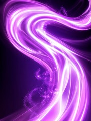 Poster - Purple Energy Flow - Abstract of flowing purple energy with bright white highlights and purple sparkles. Perfect for backgrounds or designs