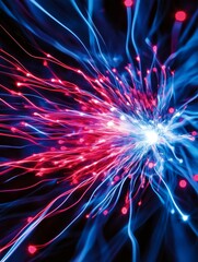 Poster - Radiant Energy Burst: A Spectacular Light Show - Symbolizing innovation, energy, connection, dynamism, and growth. A vibrant close-up of a light burst, perfect for tech, energy, or abstract concepts