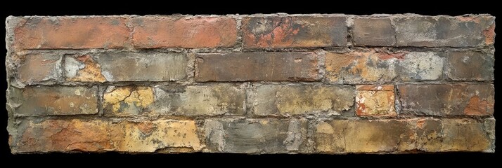 Poster - Rustic Brick Wall Texture - A high-resolution of an old, weathered brick wall with variations in color and texture. Ideal for backgrounds and design projects