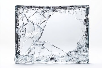 Wall Mural - A shattered square block of clear ice