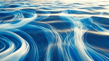 Poster - Serene Blue Water Flow - Abstract depicting flowing water, tranquility, serenity, movement, and fluidity. Evokes feelings of calm and peace