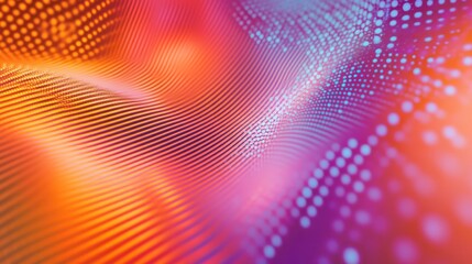 Fototapete - Abstract wavy lines and dots background in vibrant orange, pink, and blue hues.