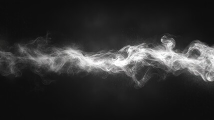 Poster - Abstract white smoke wisps on black background.