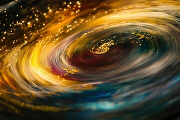 Wall Mural - A swirling vortex of colors illuminated by streaks of golden light