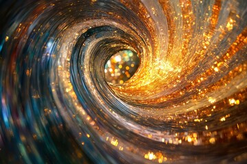 Wall Mural - A swirling vortex of colors illuminated by streaks of golden light