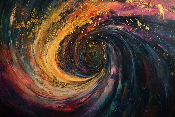 Wall Mural - A swirling vortex of colors illuminated by streaks of golden light