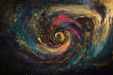 Wall Mural - A swirling vortex of colors illuminated by streaks of golden light
