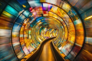 Wall Mural - A swirling vortex of colors illuminated by streaks of golden light