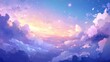 © DREAMERLYN STUDIO - A whimsical dreamlike sky in a mix of purples and blues, with delicate glowing clouds and softly twinkling stars