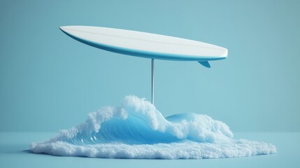 Poster - Surfboard Above a Stylized Ocean Wave