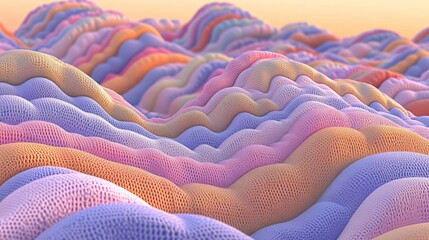 Poster - Pastel hills sunset landscape digital art background