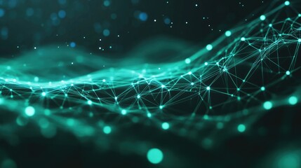Poster - Abstract Teal Network Connection Digital Wave