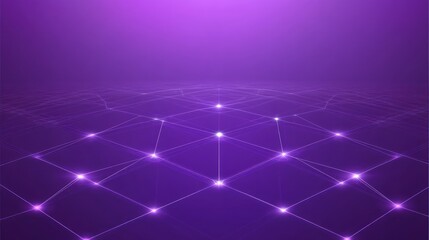 Poster - Purple network, digital landscape, glowing nodes, abstract background, tech presentation