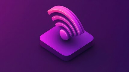 Poster - Purple wifi isometric icon on dark background