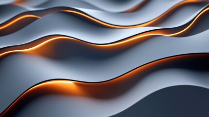 Poster - Abstract Smooth Waves with Soft Illuminated Lines in Gray Tones