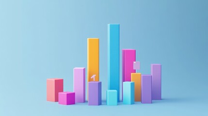 Poster - Colorful Bar Graph on Blue Background for Business Analysis