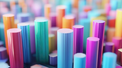 Poster - Colorful Abstract Background with Cylindrical Shapes and Gradients