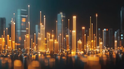 Fototapete - Abstract Technology Background with Glowing Light Beams and Patterns