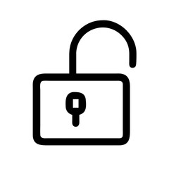 Poster - Open padlock icon in black and white for security and privacy concepts