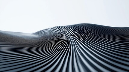 Poster - Smooth Black Waves with Lines Flowing Over White Background