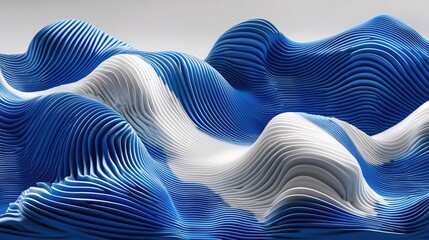 Poster - Dynamic Blue and White Wave Patterns in Abstract Textured Design